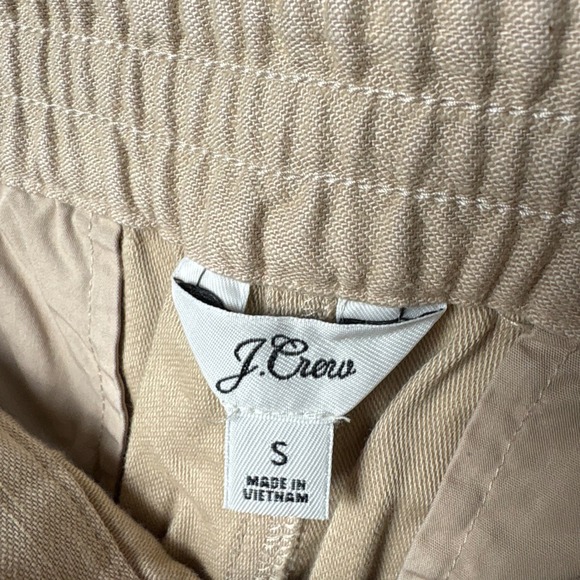 J Crew Women Drawstring Waist Straight Leg Casual Pants Sz S Tan Preppy Coastal - Picture 2 of 7